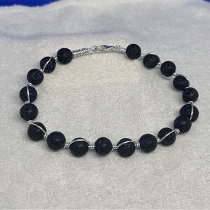 Handmade Wire Wrapped Lava Rock Bracelet